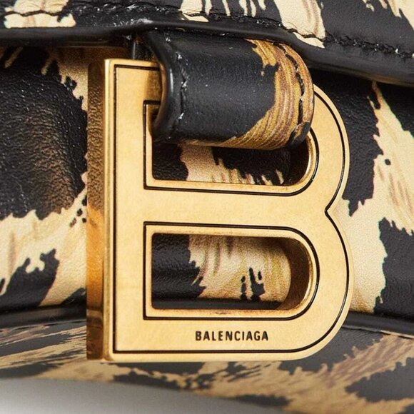 Balenciaga Leopard Print Smooth Leather Hourglass XS Top Handle Bag - Picture 4 of 10